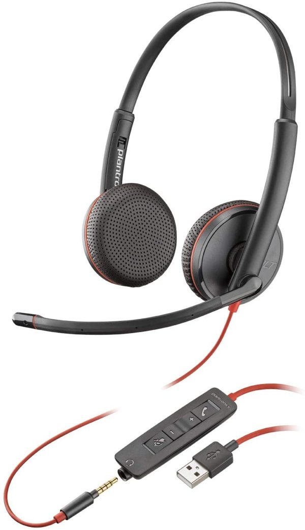 Plantronics Blackwire 3225 USB-A Headset USB & 3.5mm (Poly 209747-101 aka HP 8X229AA)