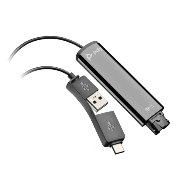 Poly DA75 USB Adapter (USB-A & USB-C)  (Poly 218266-01 or HP 786C6AA)